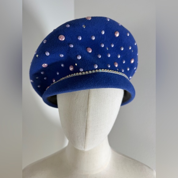 Jack Mcconnell Boutique Accessories - VINTAGE 80s Jack McConnell rhinestone felt HAT